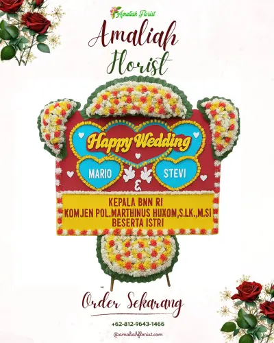 Karangan Papan Bunga Pernikahan di Solokanjeruk
